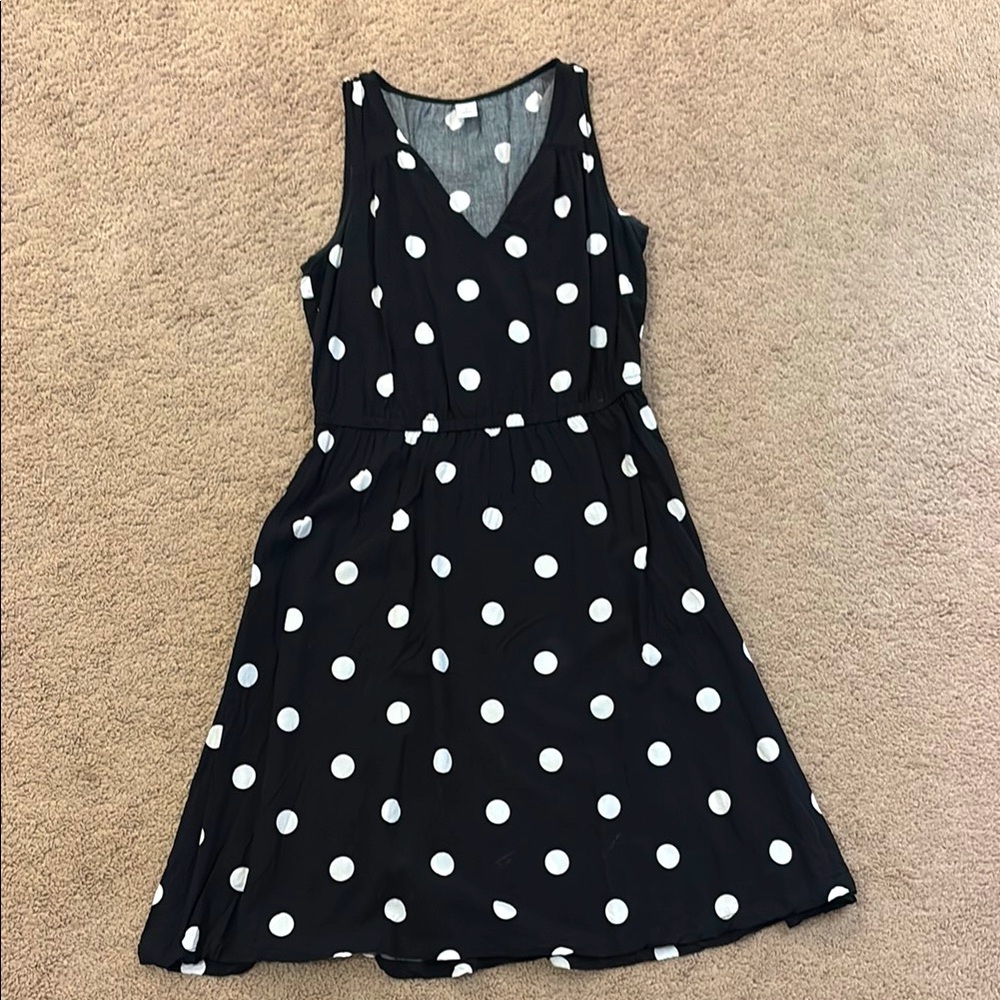Black white polka dot sleeveless light summer dress Old Navy XS